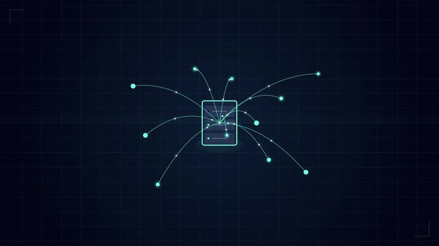 Global Network Connectivity Concept with Digital World Map and Data Transmission Lines 4K 60fps