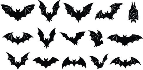 Fototapeta premium black silhouette bats for halloween or spooky designs