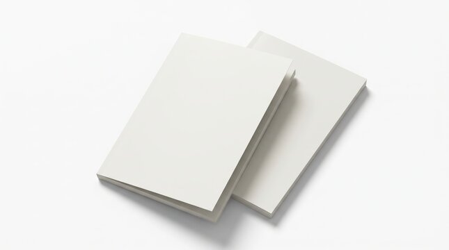 Blank white brochure booklet mockup stack on clean white background