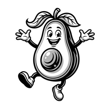 This playful illustration showcases a smiling avocado mascot, embodying health, wellness, and fun, making it perfect for healthy eating campaigns or brands.