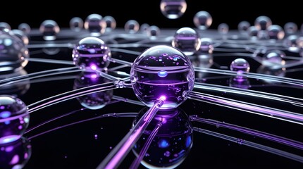Fototapeta premium Futuristic data network with interconnected glass spheres