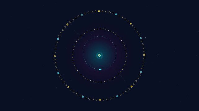 16-Bit Pixel Art Cosmic Astrolabe - 3D Geometric Gyroscope Rune Circle Loop Animation