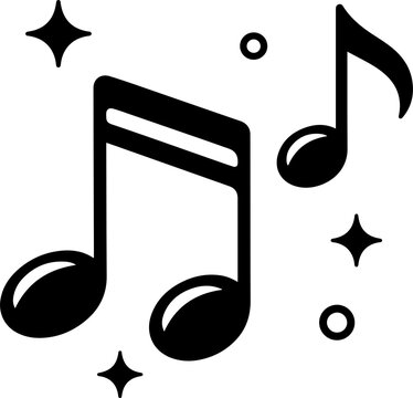 Music note outline icon with melody and audio symbol on transparent background