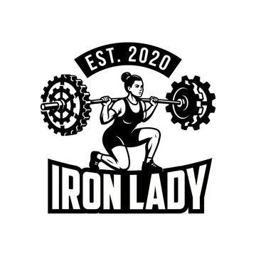 This dynamic logo showcases a strong female figure engaging in weightlifting, embodying empowerment, strength, and dedication in the world of fitness and health.