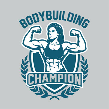 This dynamic illustration celebrates female strength and empowerment, showcasing a muscular woman flexing her biceps, symbolizing fitness and determination.