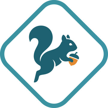This playful illustration showcases a lively squirrel holding an acorn, capturing the essence of nature, wildlife, and the delightful charm of forest creatures.