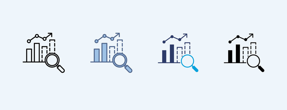 Gap Analysis Multiple Icon Illustration Vector, Contains graph, search