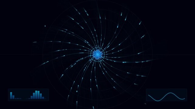 Futuristic HUD Audio Equalizer Sine Wave Data Core Motion Graphic