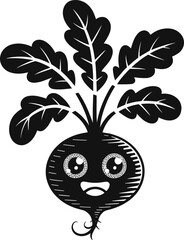Obraz premium Cute Cartoon Beetroot Character Vector Illustration.