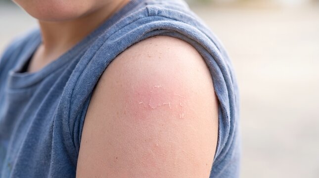 Close up shot of skin rash on the arm showing skin condition symptoms and irritation