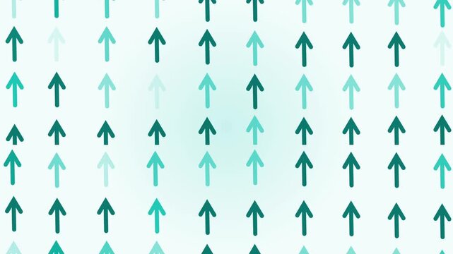 Glowing upward arrows background showing growth progress and direction in a simple abstract pattern animation