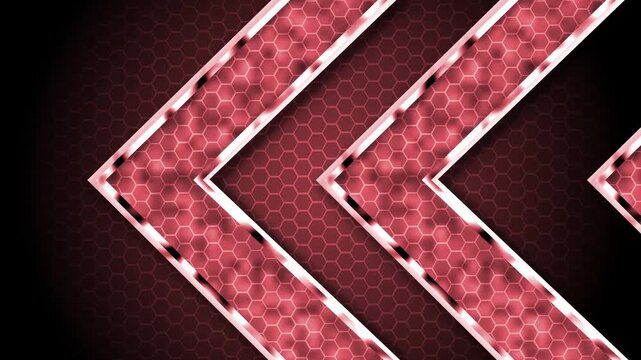 Abstract background with diagonal chevron shapes and hexagon pattern animation