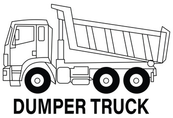 Dumper Truck Outline Vector Illustration for Children Coloring Book Page © Mostafizar