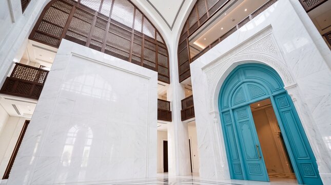 Luxury Arabian Palace Interior with Turquoise Ornate Door