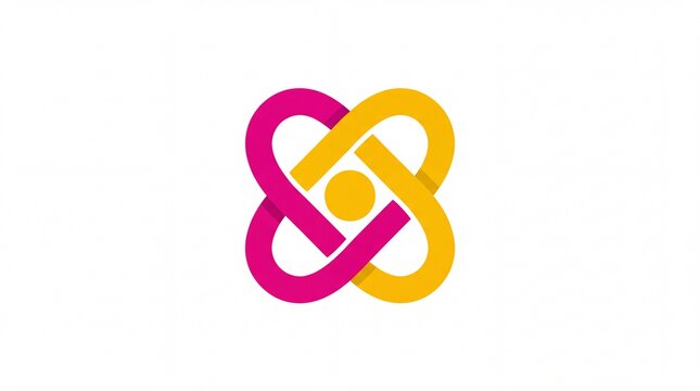 Abstract colorful logo icon template with overlapping pink and yellow loop shapes on white background