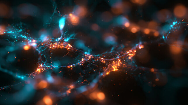 Abstract Glowing Neural Network and Synaptic Activity Concept