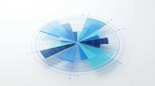 Digital illustration of a performance tracking element with a radar chart design.