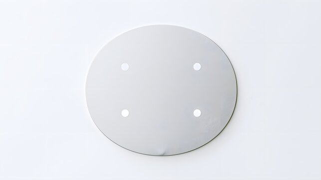 Minimalist circular white device with four small dots  possibly a sensor or smart patch  shown against plain background