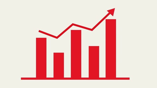 Gradient bar chart with upward arrow animation