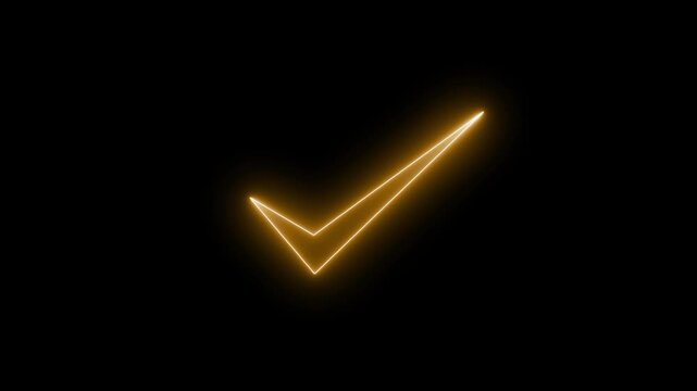 Glowing neon light checkmark animation on a black background