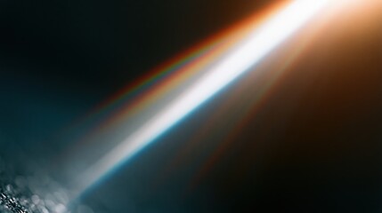 Naklejka premium The Diagonal Light Beam Across a Dark Abstract Background with Rainbow Glow