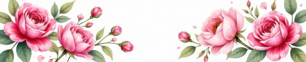Obraz premium Soft watercolor roses & peony bouquet, delicate petals , background, card