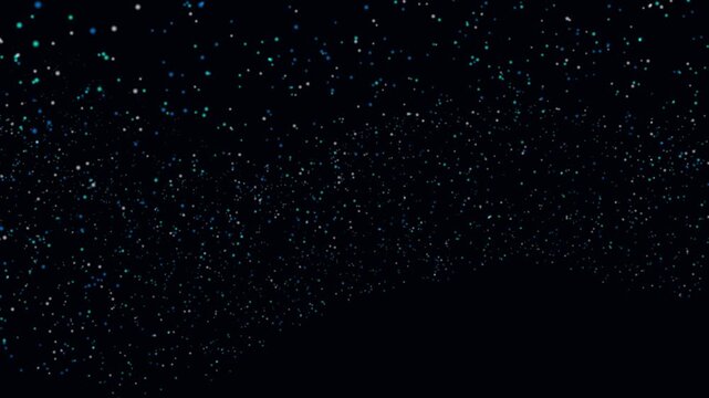 Macro to Micro: A dynamic wave of glowing blue and white particles swirling in a dark abstract space