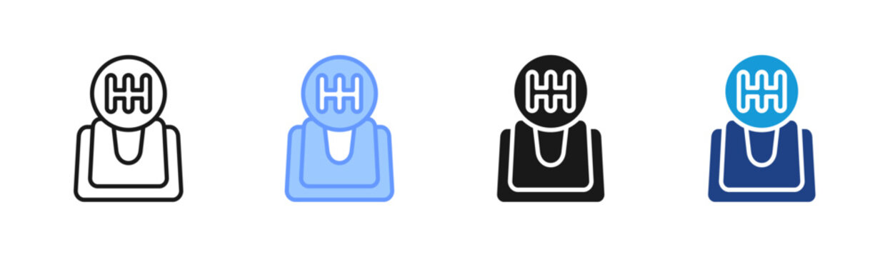 Gear Shift icon set multiple style collection