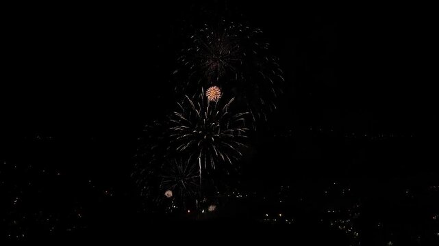 Spectacular fireworks exploding in the night sky