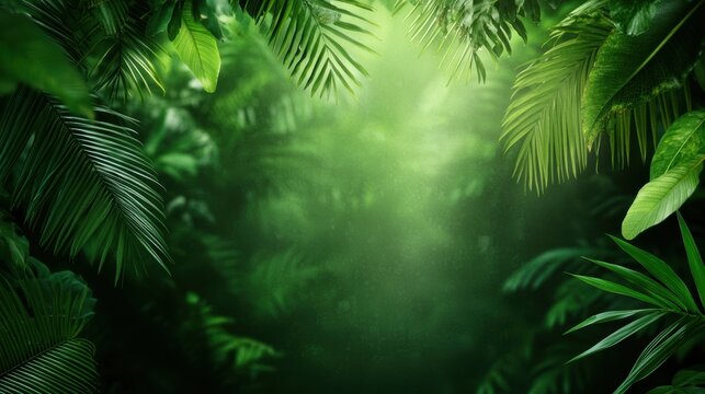 jungle rainforest Wildlife A vibrant tropical scene with a monkey swinging through the dense canopy in a lush rainforest.