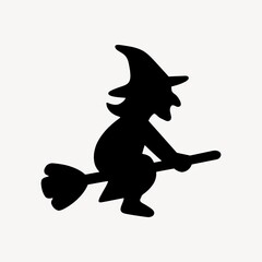 Fototapeta premium Silhouette witch flying broomstick.