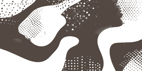Abstract halftone geometric camouflage background with dotted texture and wavy shapes vector illustration design template. © Design House