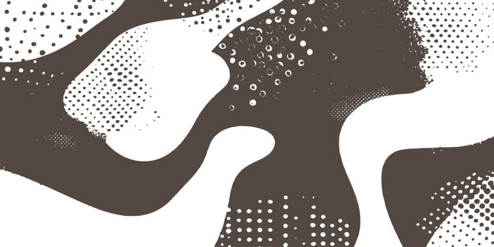 Abstract halftone geometric camouflage background with dotted texture and wavy shapes vector illustration design template.