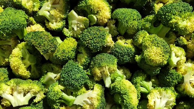 Close view of fresh cauliflower and broccoli florets in a food video. Raw vegetables, healthy ingredients, fresh produce, cooking content.