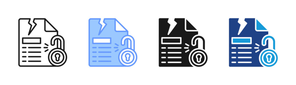 Document Tampering icon set multiple style collection