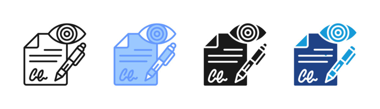 Document Forgery icon set multiple style collection
