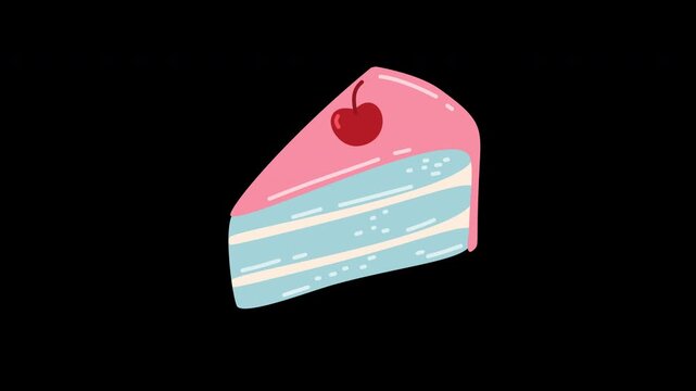 sweet pastel cake slice with cherry