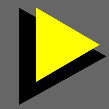 Retro 80s neon yellow and black triangles gray background synthwave 1980s play button