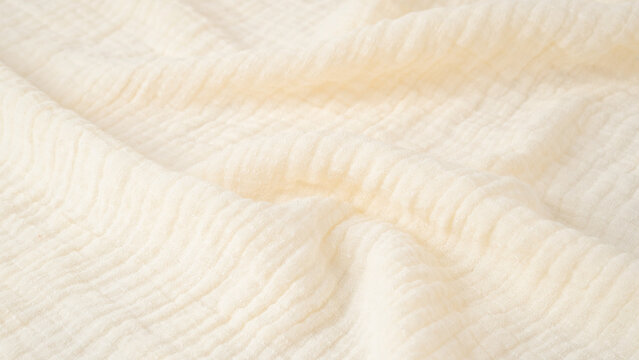Soft Cream Cotton Muslin Fabric Texture Background
