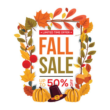 Limited Time Offer Fall Sale 50 Percent Off Autumn Frame Banner