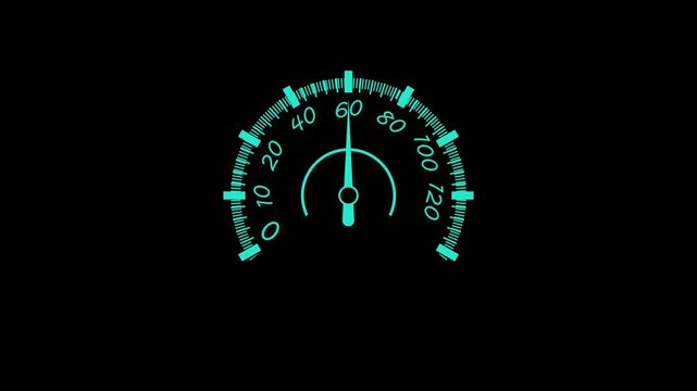 Minimal speedometer gauge animation, high-contrast minimalist vehicle instrument graphic