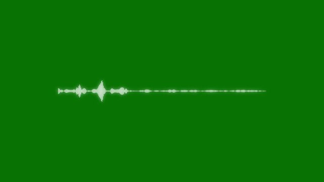 White audio waveform spectrum animation on green background,  music equalizer frequency bars rhythm meter, audio waveform spectrum animation, seamless 4K loop