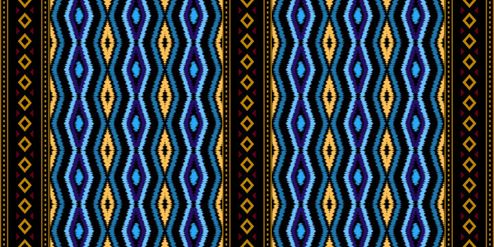 Traditional Ethnic Geometric Textile Pattern with Diamond Motifs and Decorative Borders