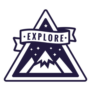 Mountain explore camping triangle badge