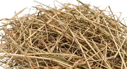Close-up view of dry hay stalks and blades, a natural agricultural material © Sapphire