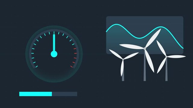 4K Wind Speed Monitoring Dashboard Interface Set 60fps High Velocity Data Visualization 16:9