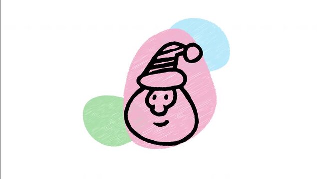 An animated hand-drawn friendly Santa Claus face with a white beard and red hat. Great for Christmas gift givers, holiday season promos, festive greetings, and kids winter entertainment. 