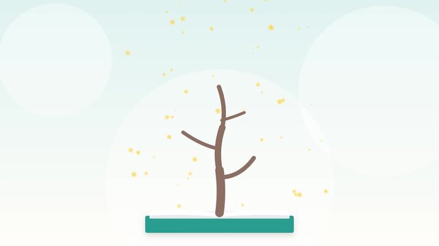 Animated tree growing through education on light background