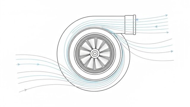 Performance Turbocharger Animated Vector Icon with Spinning Turbine