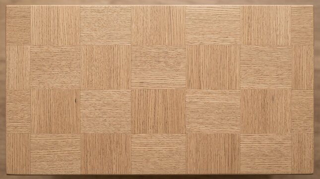 Parquet floor creates a repeating geometric pattern with light oak wood tiles arranged in a grid.